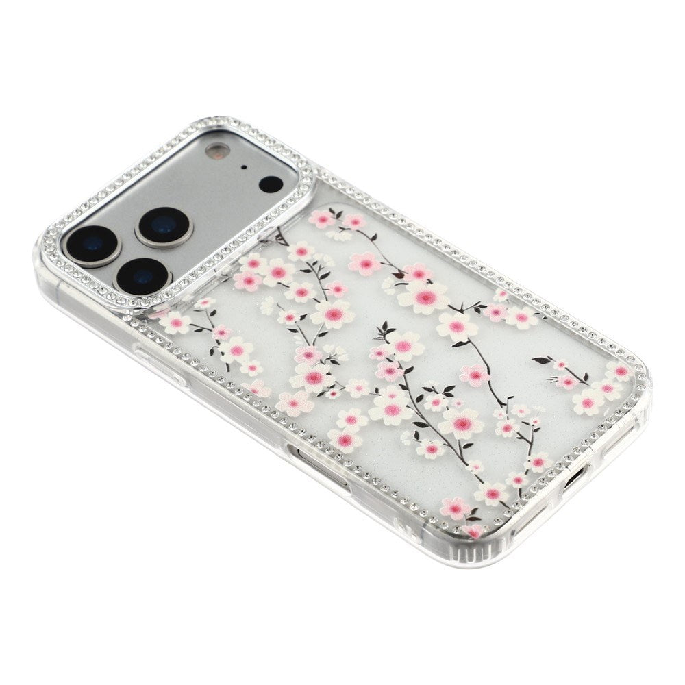 iPhone 17 Pro Max EIDERWOOD Hybrid Mobilcover m. Rhinsten & Blomsterdesign - Gennemsigtig / Kirsebærblomster
