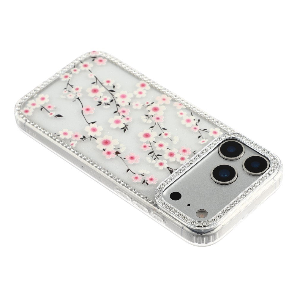 iPhone 17 Pro Max EIDERWOOD Hybrid Mobilcover m. Rhinsten & Blomsterdesign - Gennemsigtig / Kirsebærblomster
