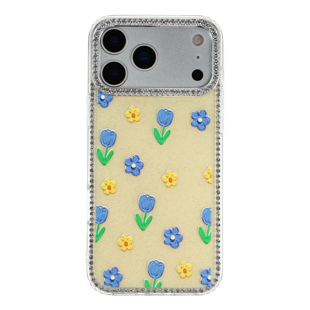 iPhone 17 Pro Max EIDERWOOD Hybrid Mobilcover m. Rhinsten & Blomsterdesign - Gul / Tulipaner