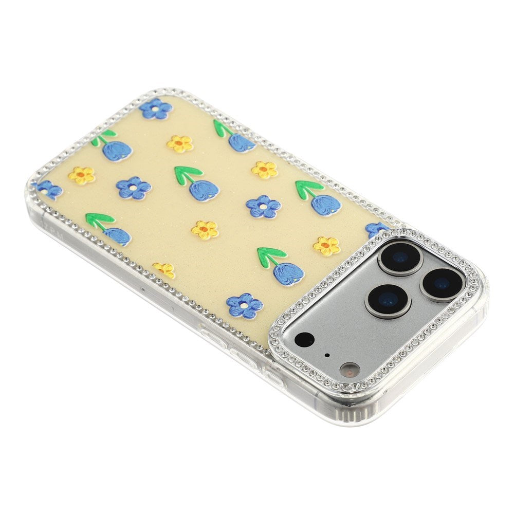 iPhone 17 Pro Max EIDERWOOD Hybrid Mobilcover m. Rhinsten & Blomsterdesign - Gul / Tulipaner