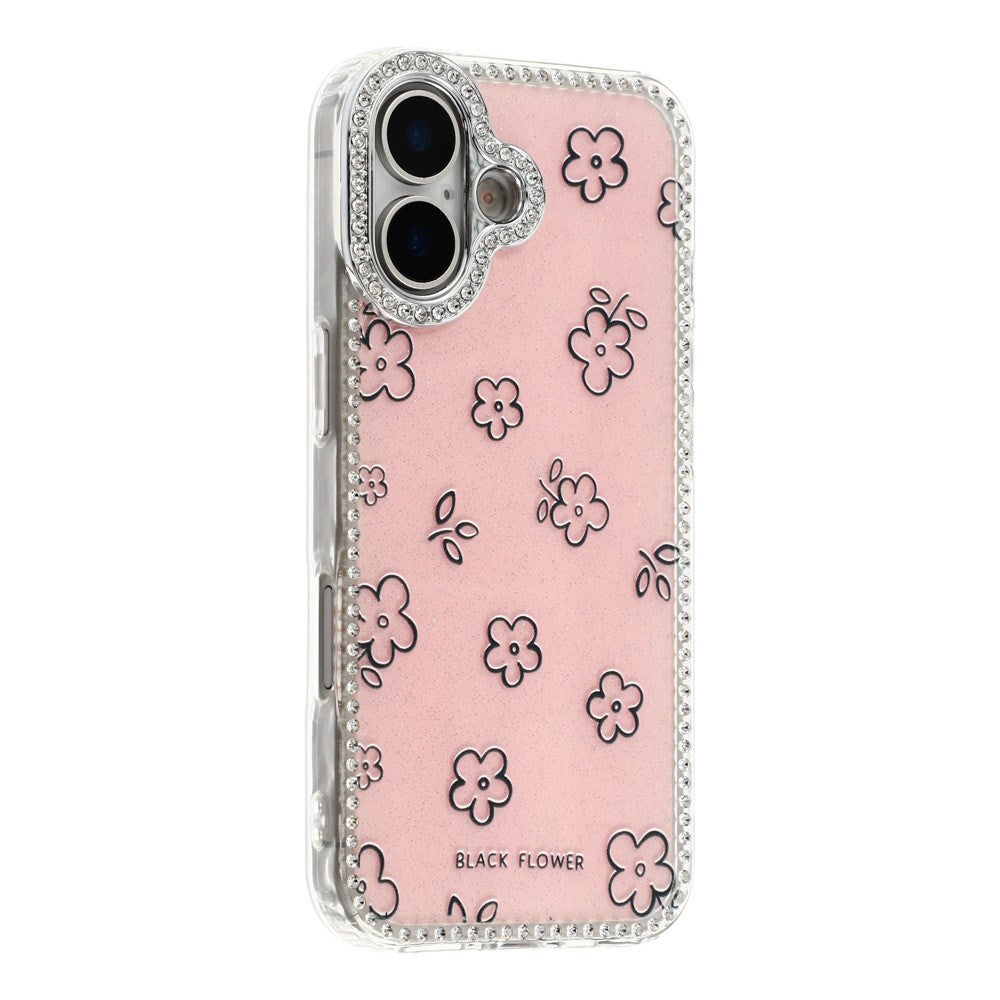 iPhone 17 EIDERWOOD Hybrid Mobilcover m. Rhinsten & Blomsterdesign - Lyserød / Blomster