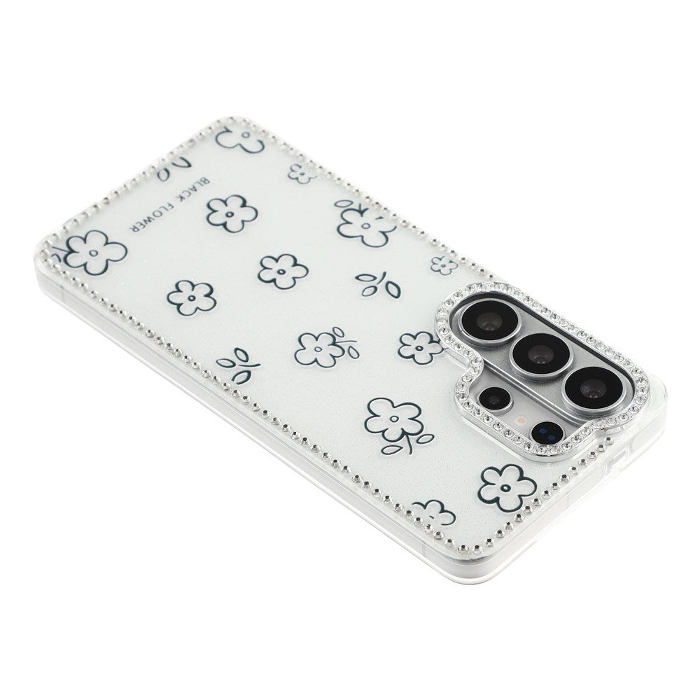 Samsung Galaxy S26 Ultra EIDERWOOD Hybrid Mobilcover m. Rhinsten & Blomsterdesign - Hvid / Blomster