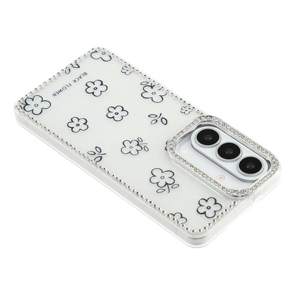 Samsung Galaxy S26 EIDERWOOD Hybrid Mobilcover m. Rhinsten & Blomsterdesign - Hvid / Blomster