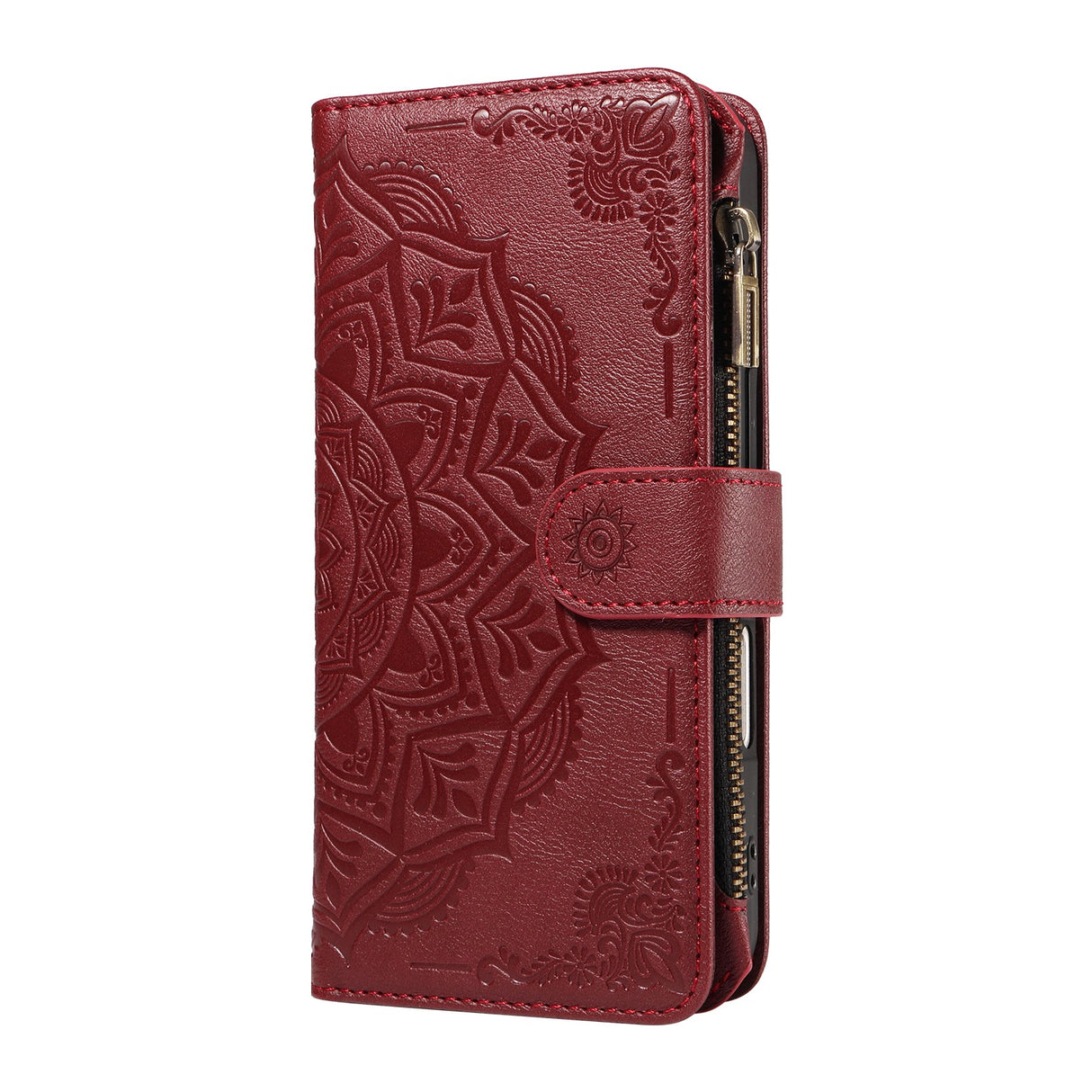 iPhone 17 EIDERWOOD Flipcase m. 9 x Kortholder / Lynlåslomme / RFDI-Blokering / Rem - Rød