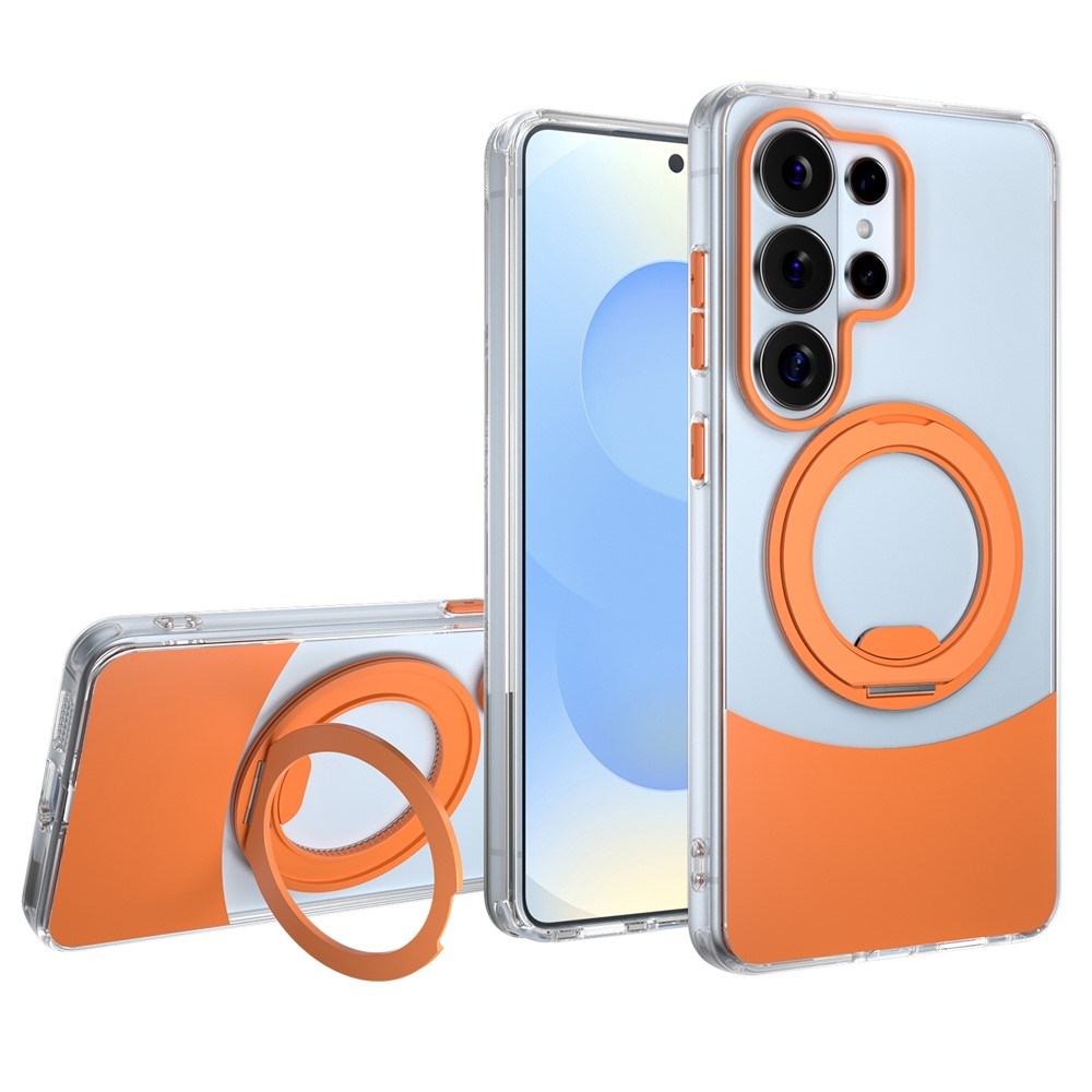 Samsung Galaxy S26 EIDERWOOD Hybrid Mobilcover med Ståfunktion - MagSafe Kompatibel - Gennemsigtig / Orange