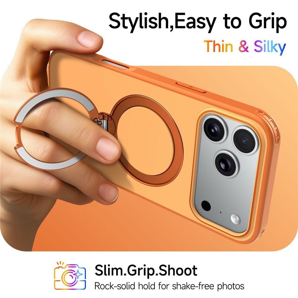 iPhone 18 Pro Max / 17 Pro Max EIDERWOOD Hybrid Plast Bagside Cover m. Roterende Kickstand - MagSafe Kompatibel - Orange