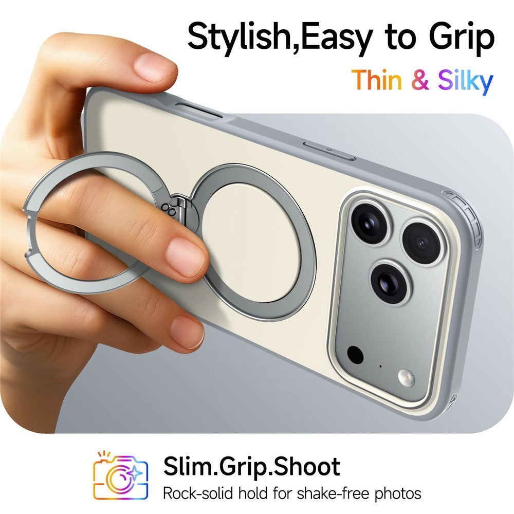 iPhone 18 Pro Max / 17 Pro Max EIDERWOOD Hybrid Plast Bagside Cover m. Roterende Kickstand - MagSafe Kompatibel - Hvid