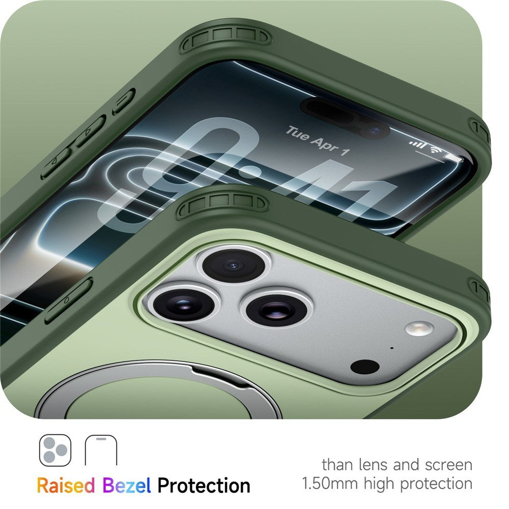 iPhone 18 Pro Max / 17 Pro Max EIDERWOOD Hybrid Plast Bagside Cover m. Roterende Kickstand - MagSafe Kompatibel - Grøn
