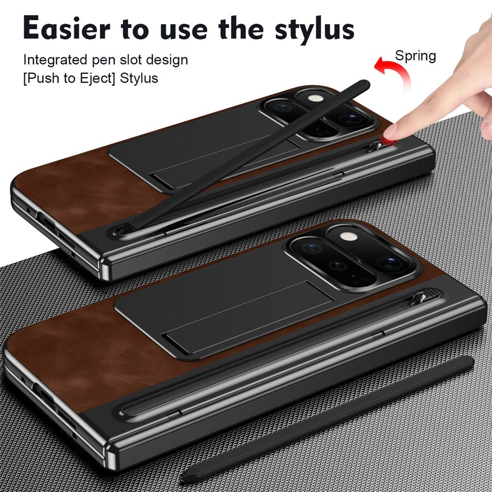 Google Pixel 11 Pro Fold EIDERWOOD Kunstlæder Mobilcover m. Hærdet Glas - Brun / Sort