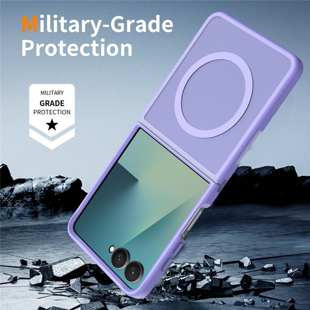 Samsung Galaxy Z Flip8 Mat Fleksibelt Plast Bagside Cover - MagSafe Kompatibel - Lilla