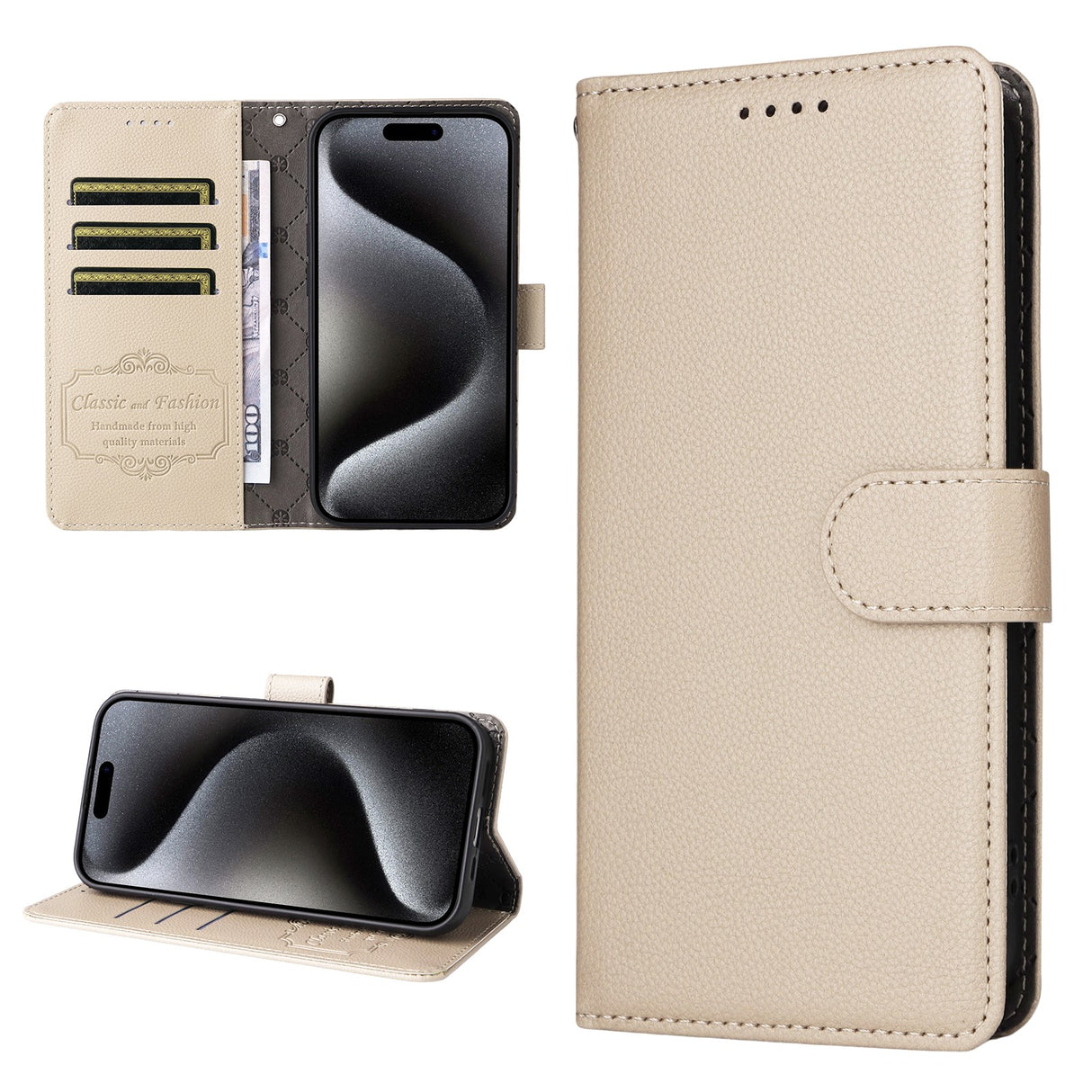 Motorola Edge 70 Pro EIDERWOOD Kunstlæder Flip Cover m. Strop & Ståfunktion - Beige
