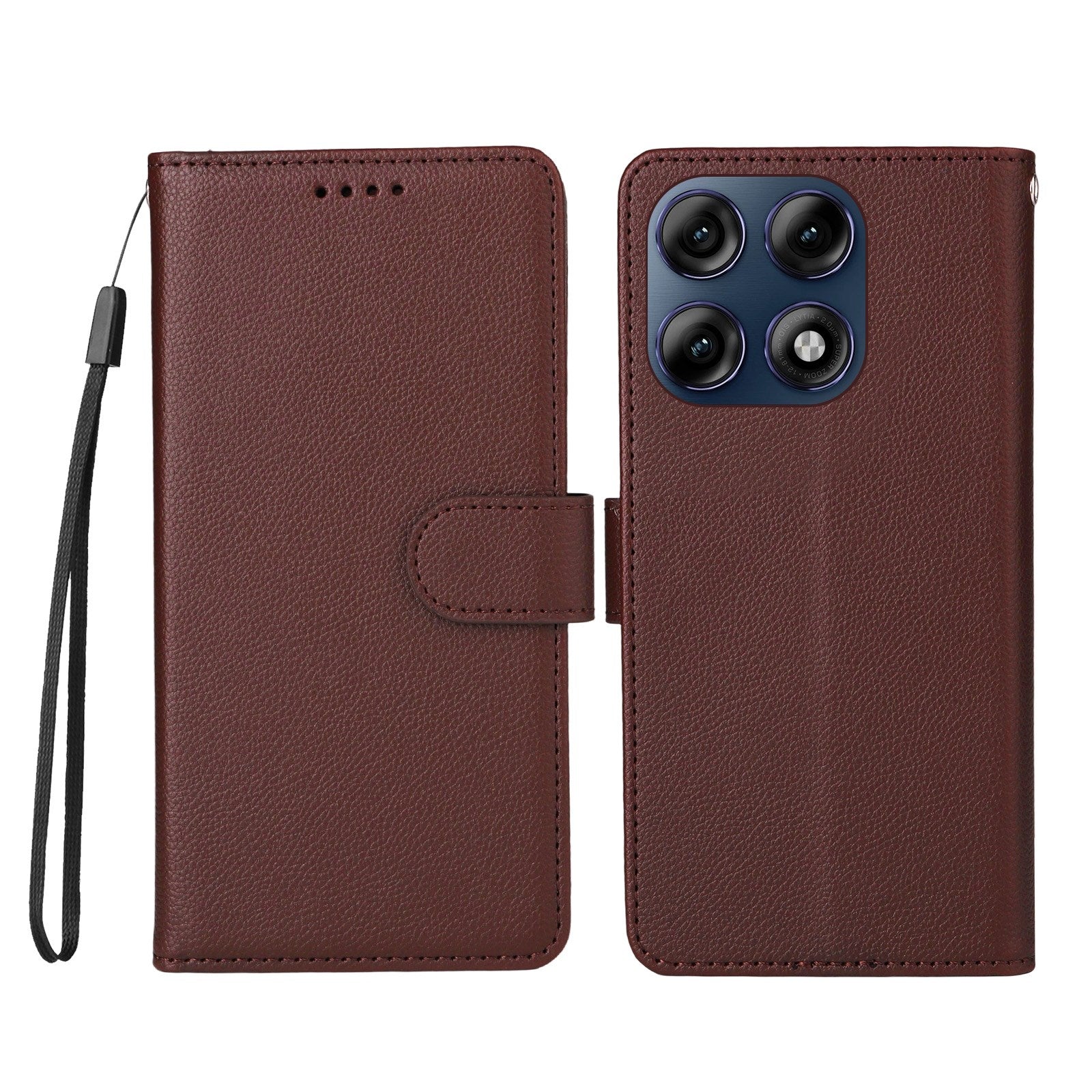 Motorola Edge 70 Pro EIDERWOOD Kunstlæder Flip Cover m. Strop & Ståfunktion - Brun