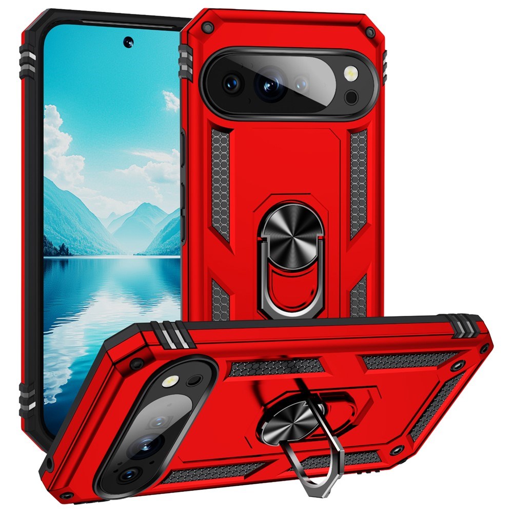 Google Pixel 11 / 11 Pro EIDERWOOD Håndværker Mobil Cover m. 360 Roterbar Kickstand - Rød