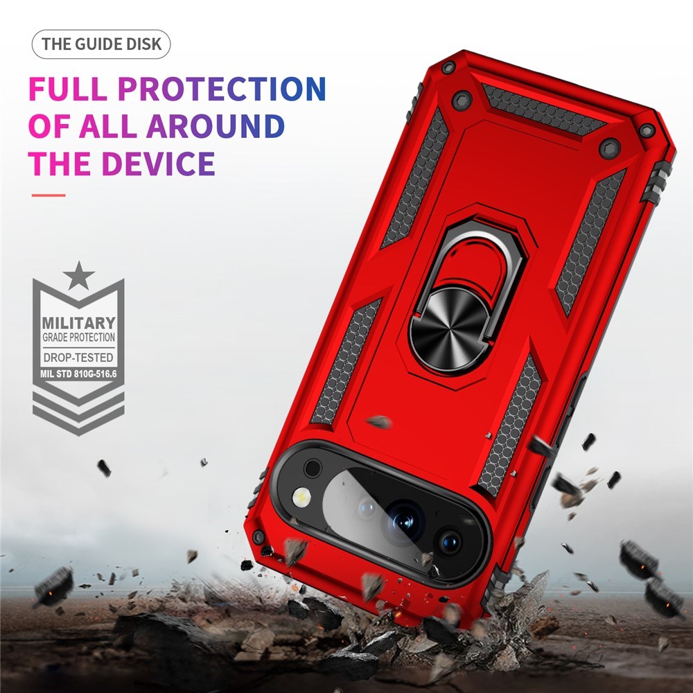 Google Pixel 11 / 11 Pro EIDERWOOD Håndværker Mobil Cover m. 360 Roterbar Kickstand - Rød
