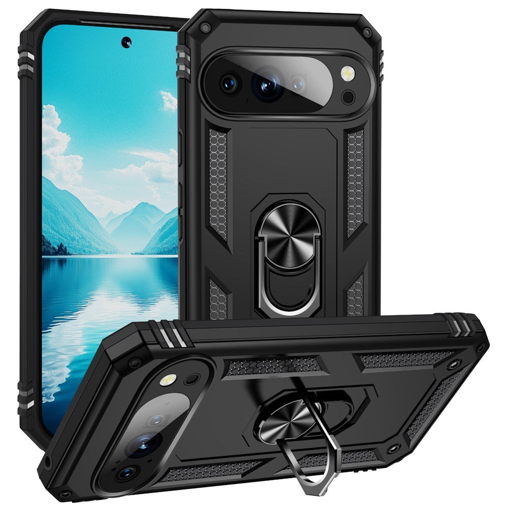 Google Pixel 11 Pro XL EIDERWOOD Håndværker Mobil Cover m. 360 Roterbar Kickstand - Sort