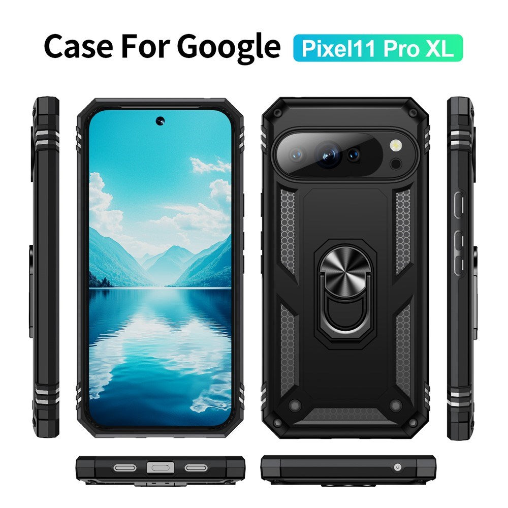 Google Pixel 11 Pro XL EIDERWOOD Håndværker Mobil Cover m. 360 Roterbar Kickstand - Sort