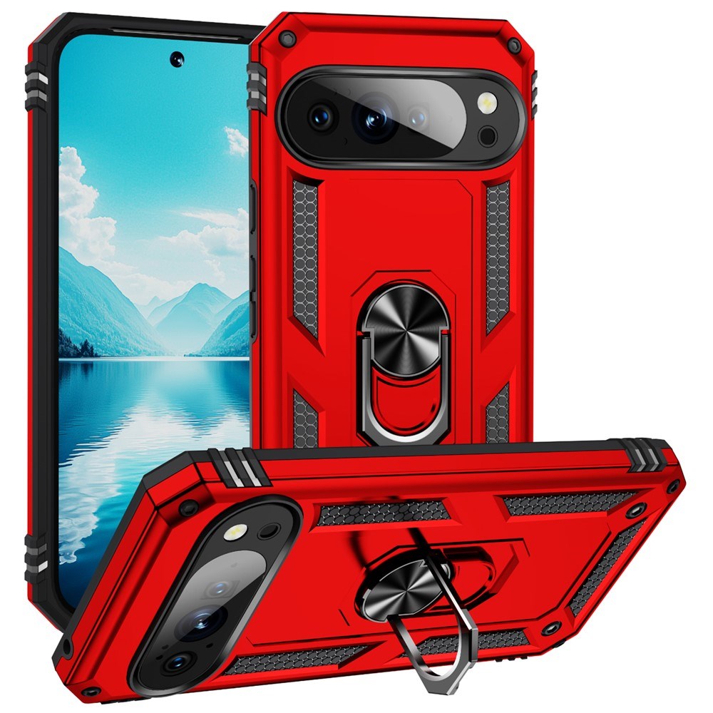 Google Pixel 11 Pro XL EIDERWOOD Håndværker Mobil Cover m. 360 Roterbar Kickstand - Red