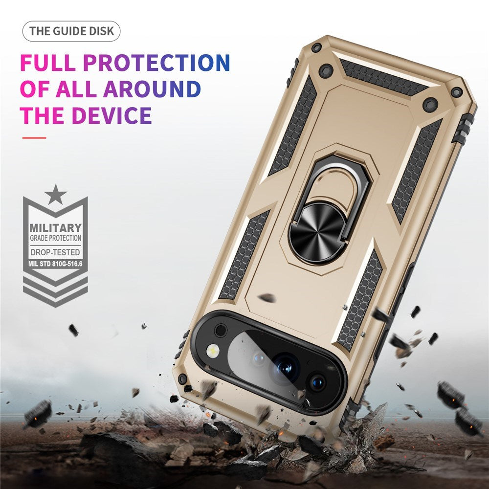 Google Pixel 11 Pro XL EIDERWOOD Håndværker Mobil Cover m. 360 Roterbar Kickstand - Guld