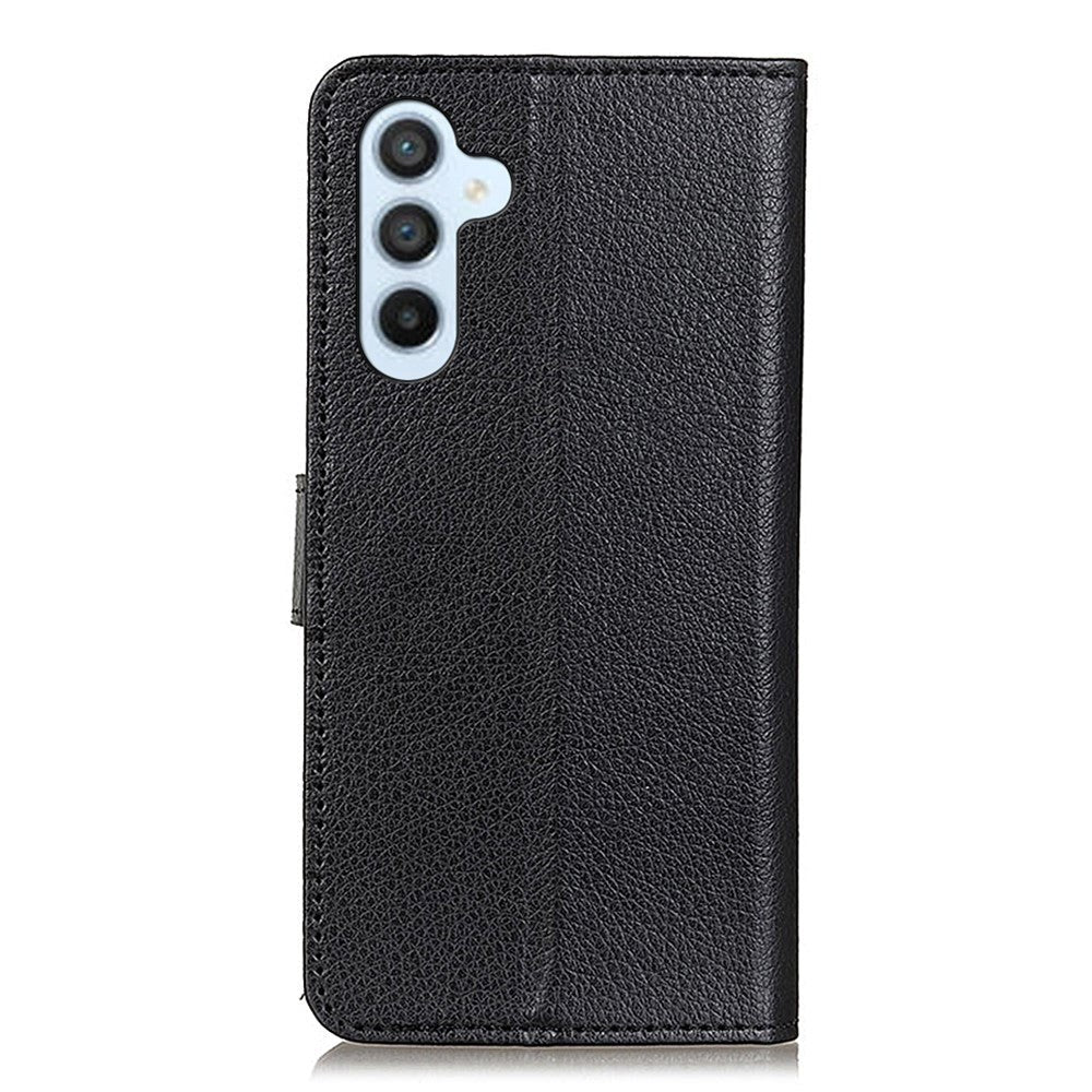 Samsung Galaxy A34 (5G) PU Litchi Leather Flip Cover m. Lommebok - Svart