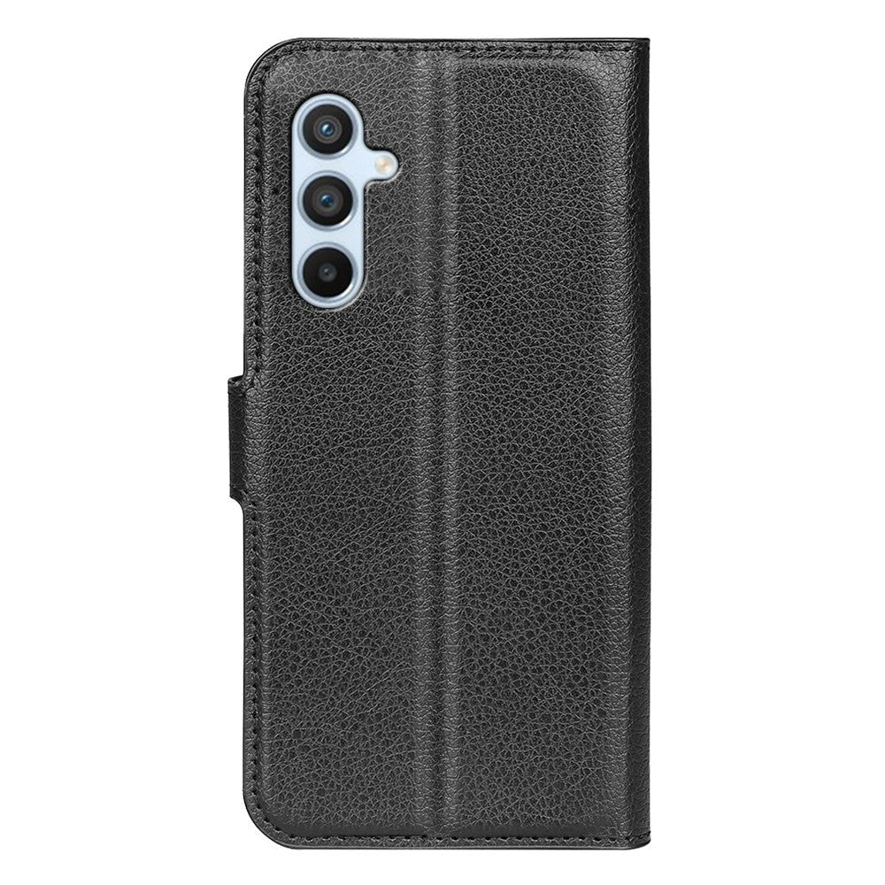 Samsung Galaxy A54 (5G) PU Litchi Leather Flip Cover m. Lommebok - Svart