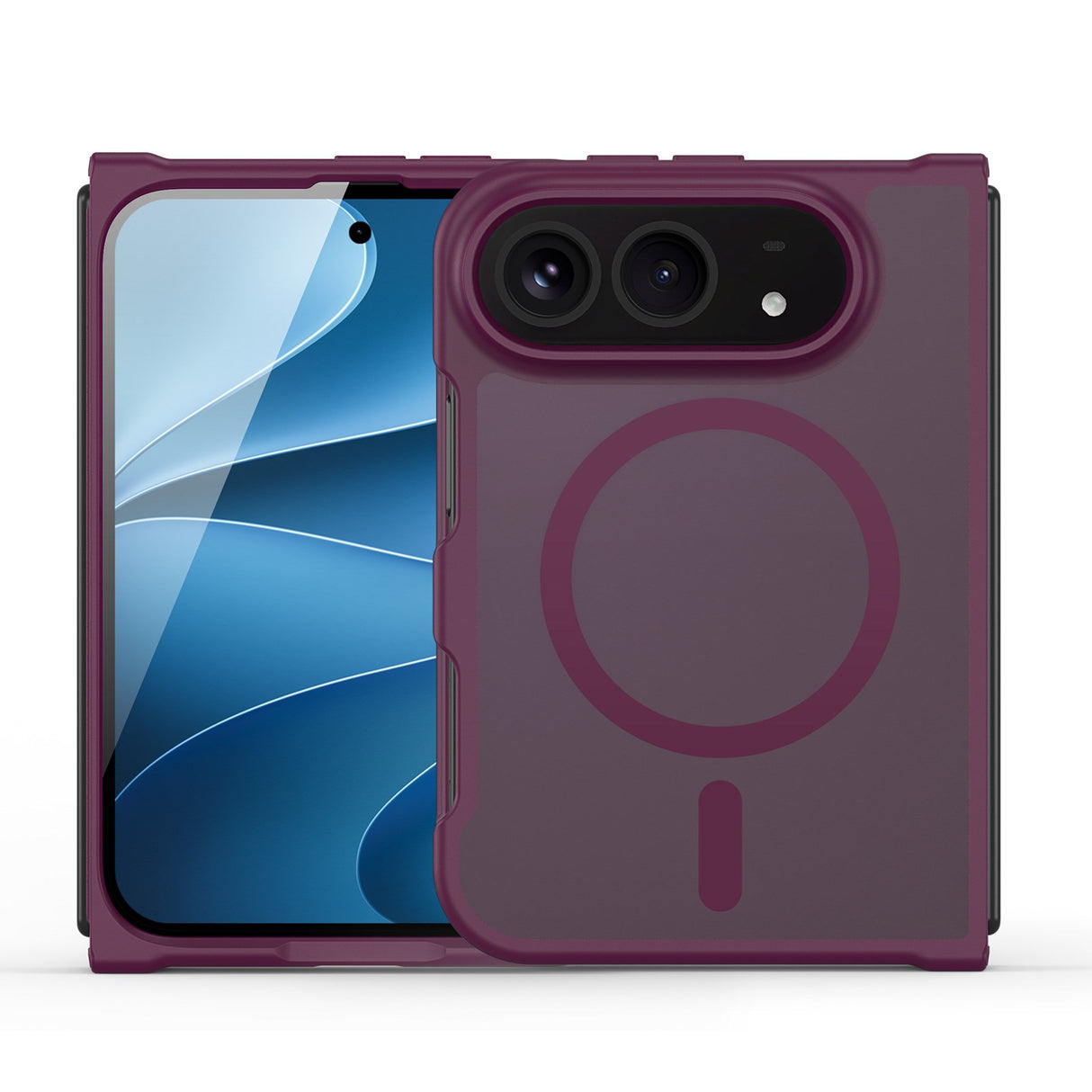 DUX DUCIS Yind Series iPhone Fold Hybrid Bagside Cover - MagSafe Kompatibel - Mat Rød