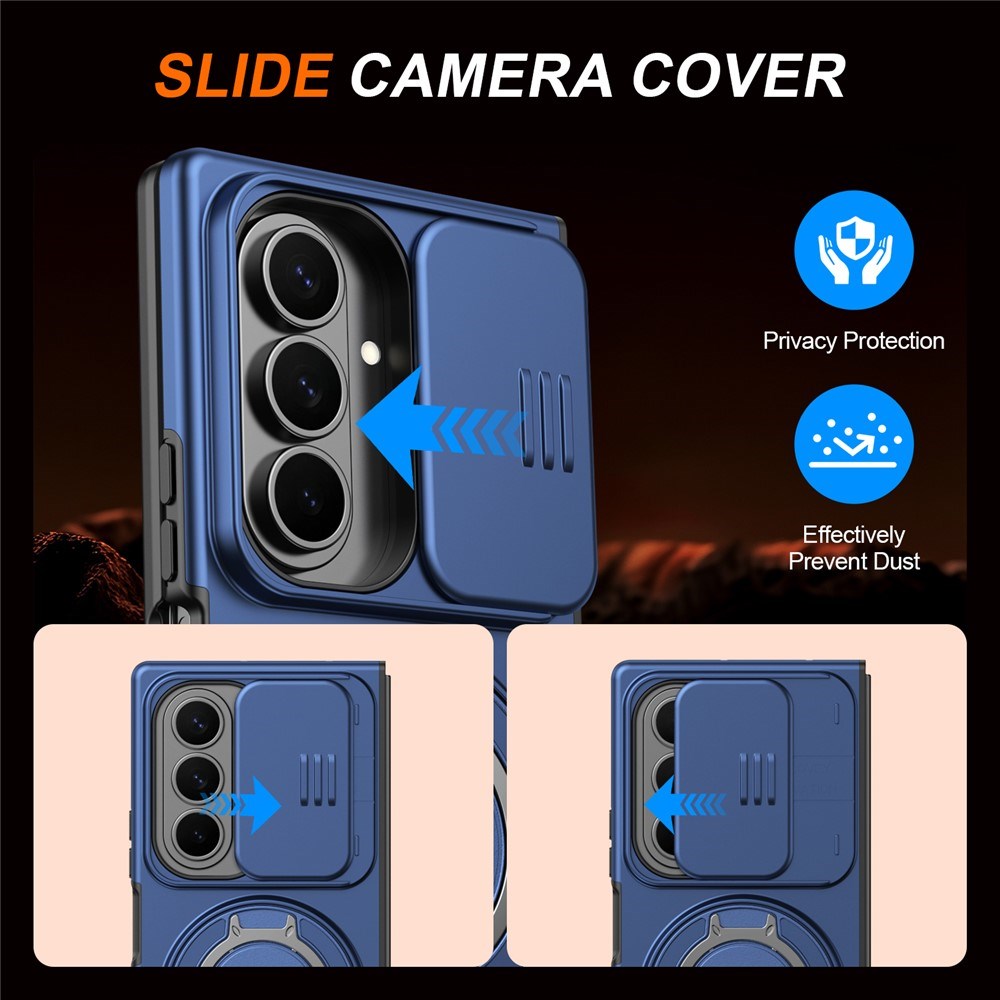 Samsung Galaxy Z Fold8 Ultra / Fold7 EIDERWOOD Hybrid Cover - 360° Roterbar Kickstand - Kameraslider - MagSafe Kompatibel - Blå