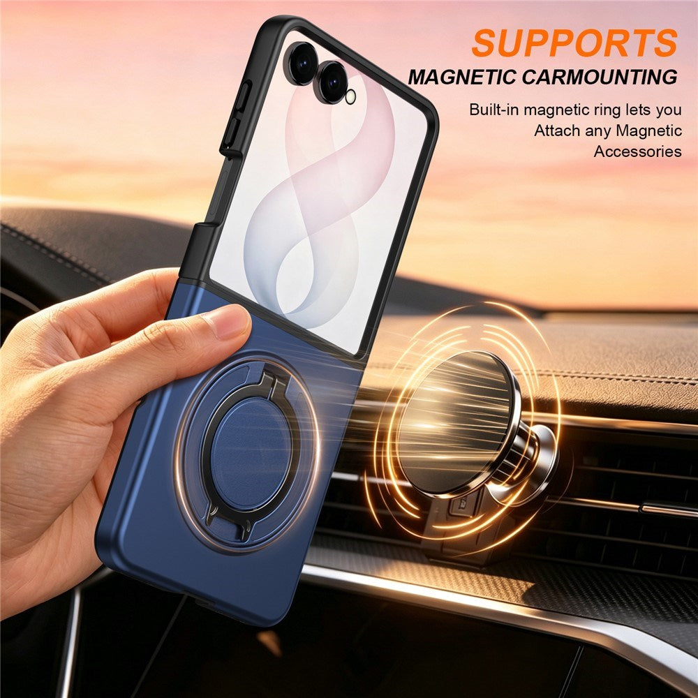 Samsung Galaxy Z Flip8 EIDERWOOD Hybrid Mobilcover - 360° Roterbar Kickstand - Blå
