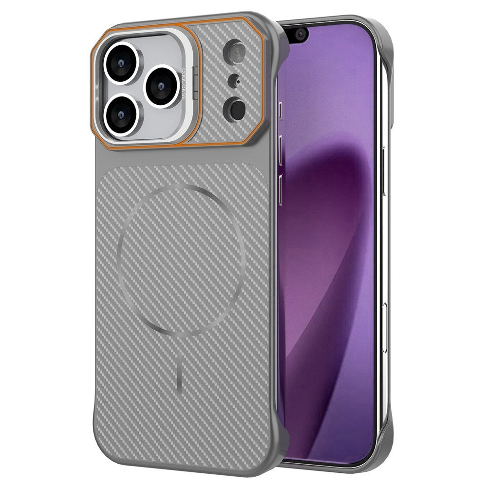 EIDERWOOD iPhone 18 Pro / 17 Pro Carbon Fiber Bagsidecover med Ståfunktion - MagSafe Kompatibelt - Grå