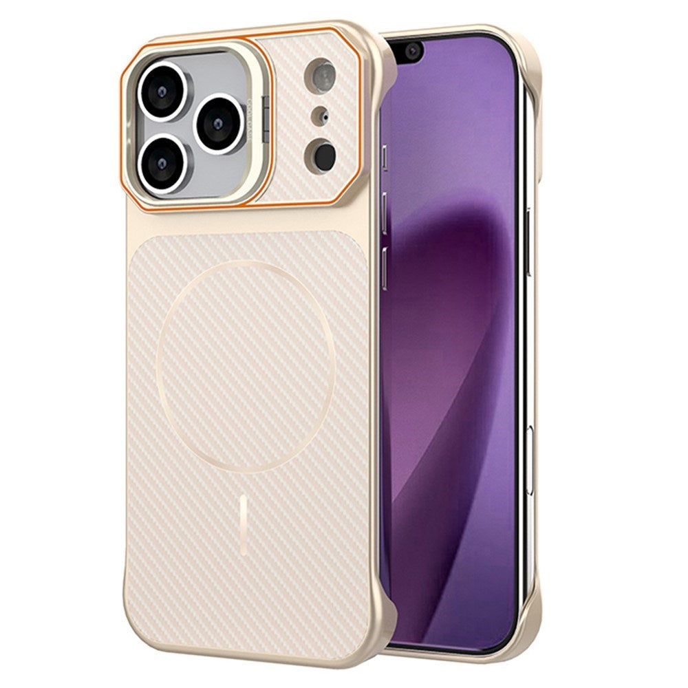 EIDERWOOD iPhone 18 Pro / 17 Pro Carbon Fiber Bagsidecover med Ståfunktion - MagSafe Kompatibelt - Guld