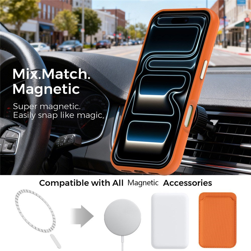 iPhone 18 Pro EIDERWOOD Kunstlæder Cover m. Aftagelig Kortholder - MagSafe Kompatibel - Orange