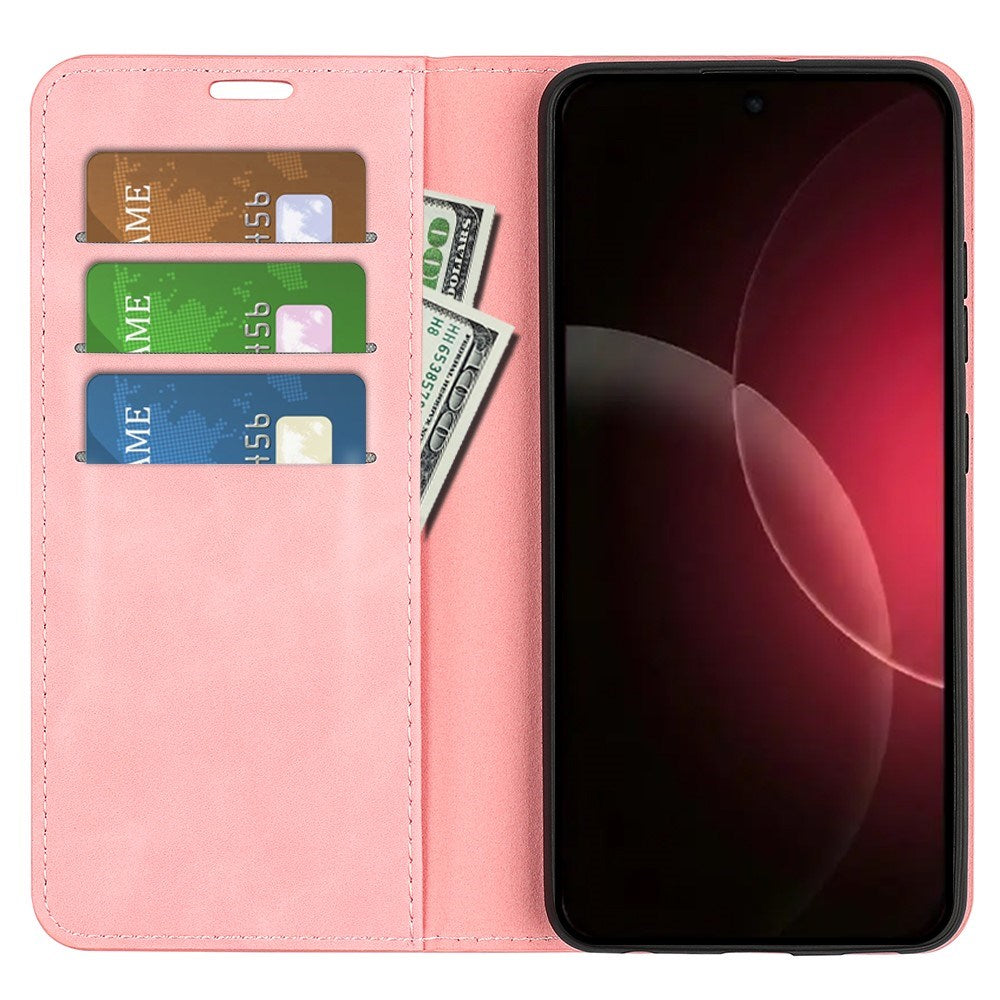 EIDERWOOD Xiaomi 18 Pro Kunstlæder Flip Cover med Ståfunktion og Kortholder - Lyserød