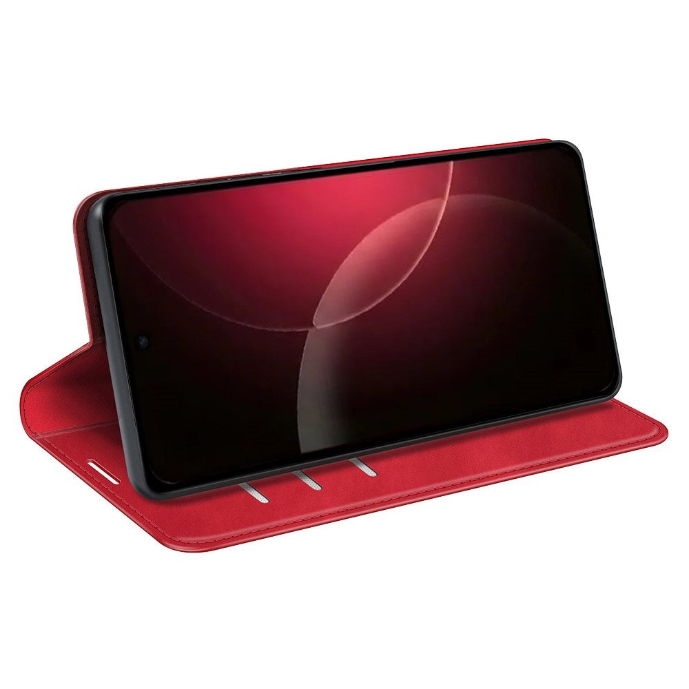 EIDERWOOD Xiaomi 18 Pro Kunstlæder Flip Cover med Ståfunktion og Kortholder - Rød