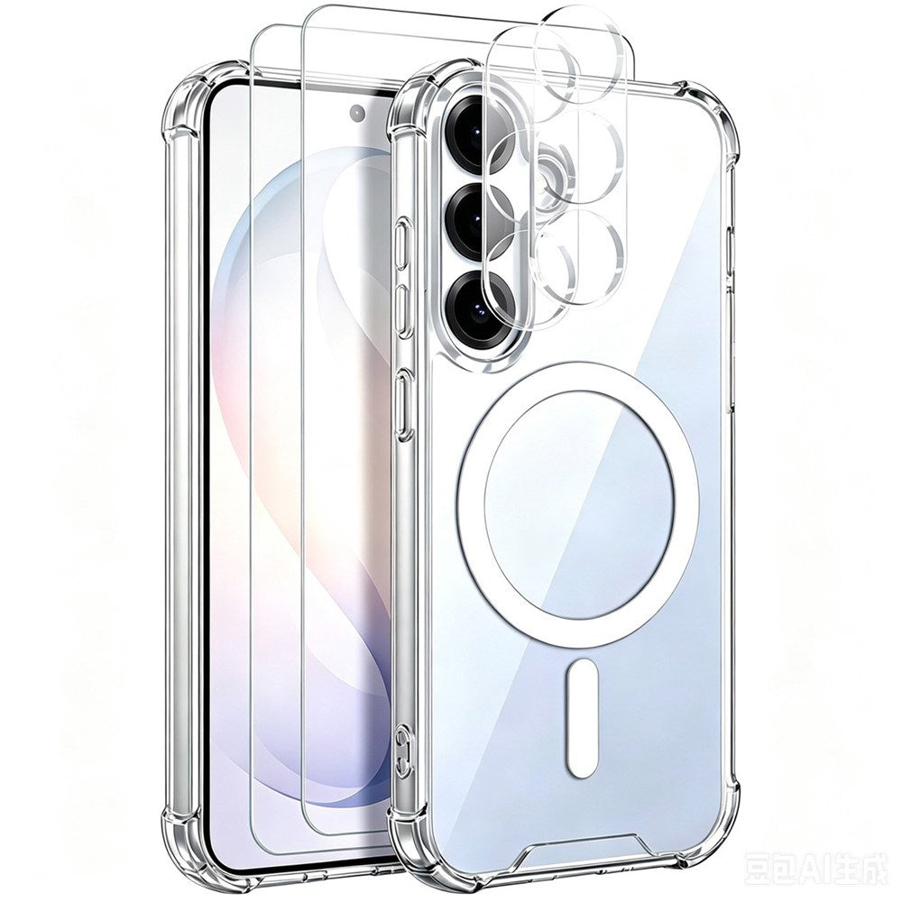 Samsung Galaxy S26 FE Beskyttelsessæt med MagSafe Cover & 2 stk. Skærmbeskyttelsesglas & 2 stk. Kamerabeskyttelsesglas - Gennemsigtig