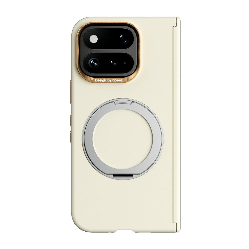 Google Pixel 11 Pro Fold ABEEL Hårdt Soft-Touch Plast Bagside Cover m. Kickstand - MagSafe Kompatibel - Gul