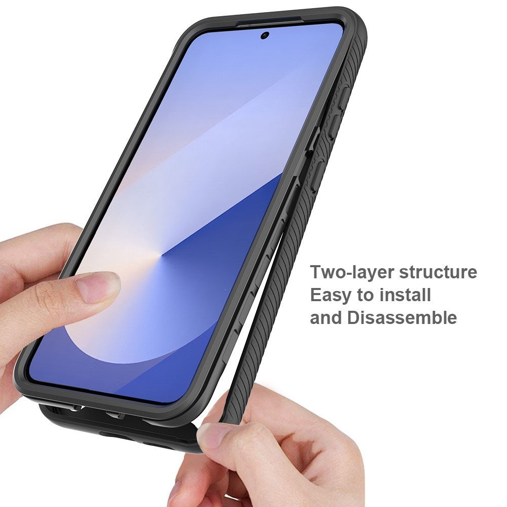 EIDERWOOD Samsung Galaxy S26 FE / S25 FE Hybrid Mobil Cover med Indbygget Skærmbeskyttelse - Gennemsigtig / Sort