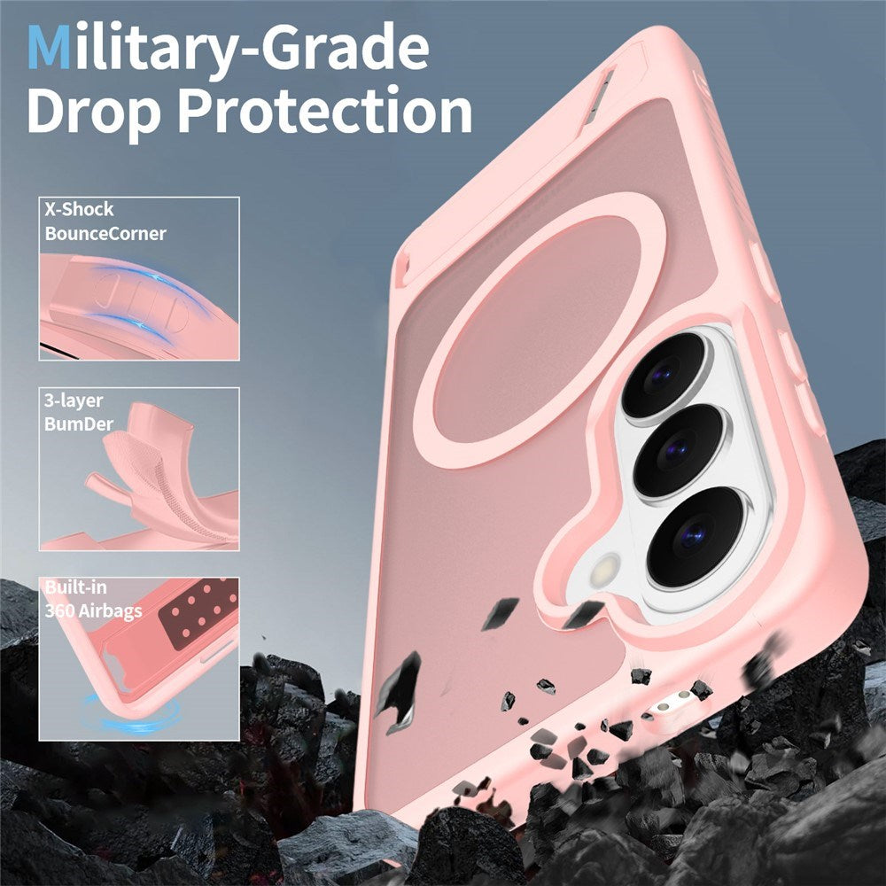 EIDERWOOD Samsung Galaxy S26 FE / S25 Hybrid Plastik Cover m. Kickstand - MagSafe Kompatibel - Lyserød