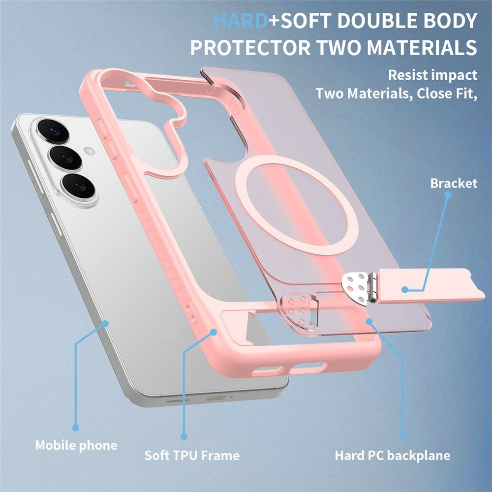 EIDERWOOD Samsung Galaxy S26 FE / S25 Hybrid Plastik Cover m. Kickstand - MagSafe Kompatibel - Lyserød