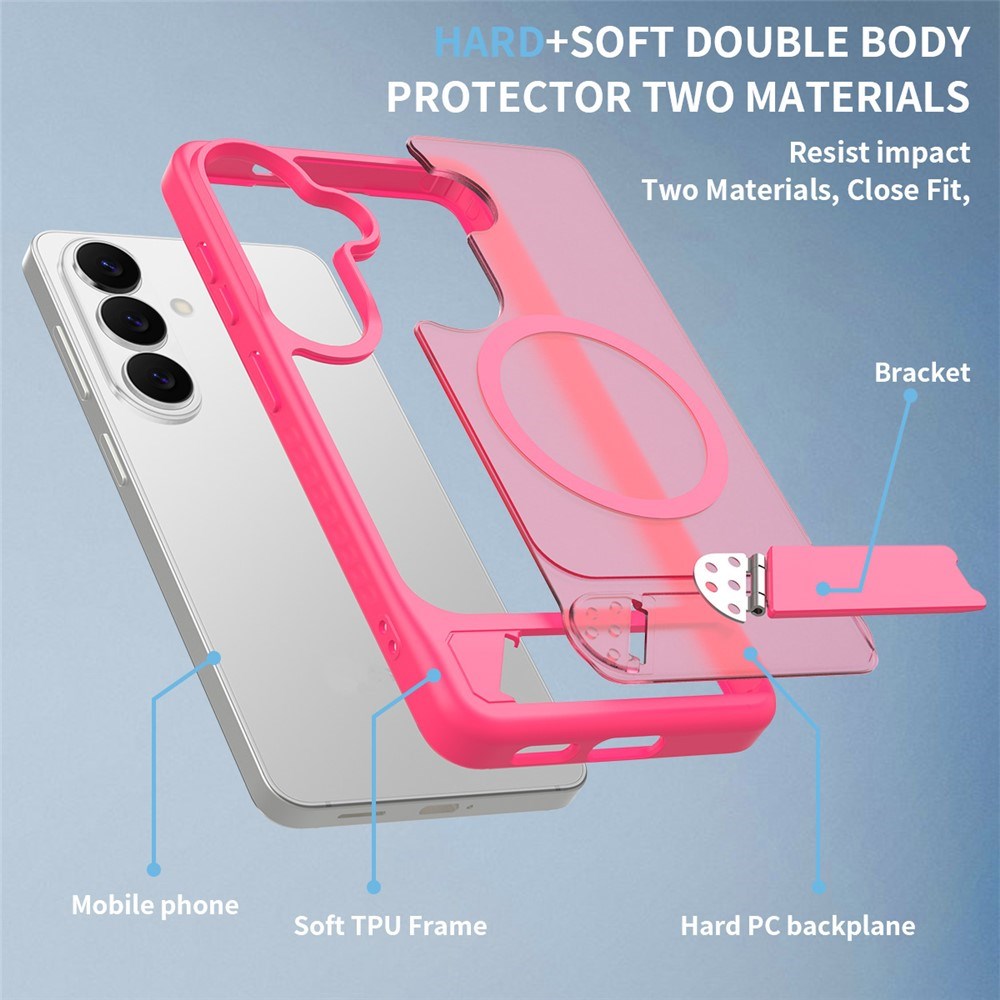 EIDERWOOD Samsung Galaxy S26 FE / S25 Hybrid Plastik Cover m. Kickstand - MagSafe Kompatibel - Pink