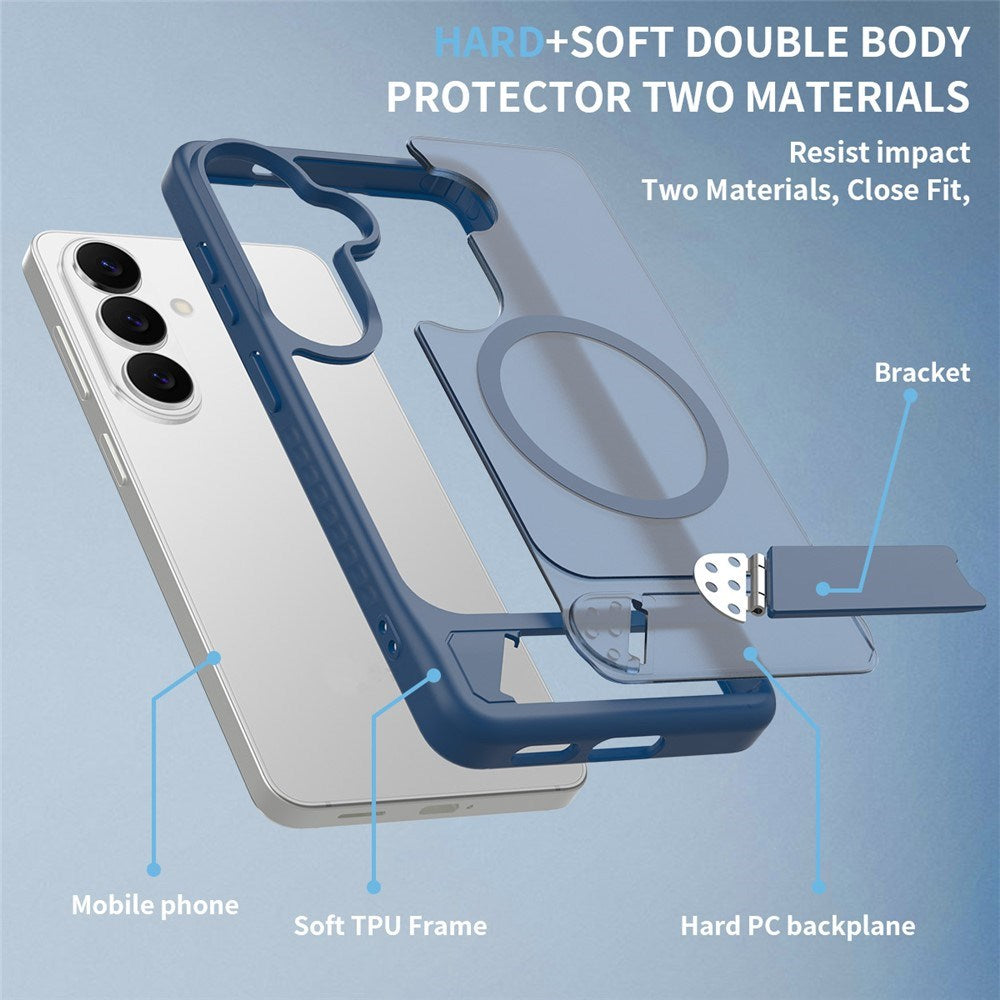 EIDERWOOD Samsung Galaxy S26 FE / S25 Hybrid Plastik Cover m. Kickstand - MagSafe Kompatibel - Blå