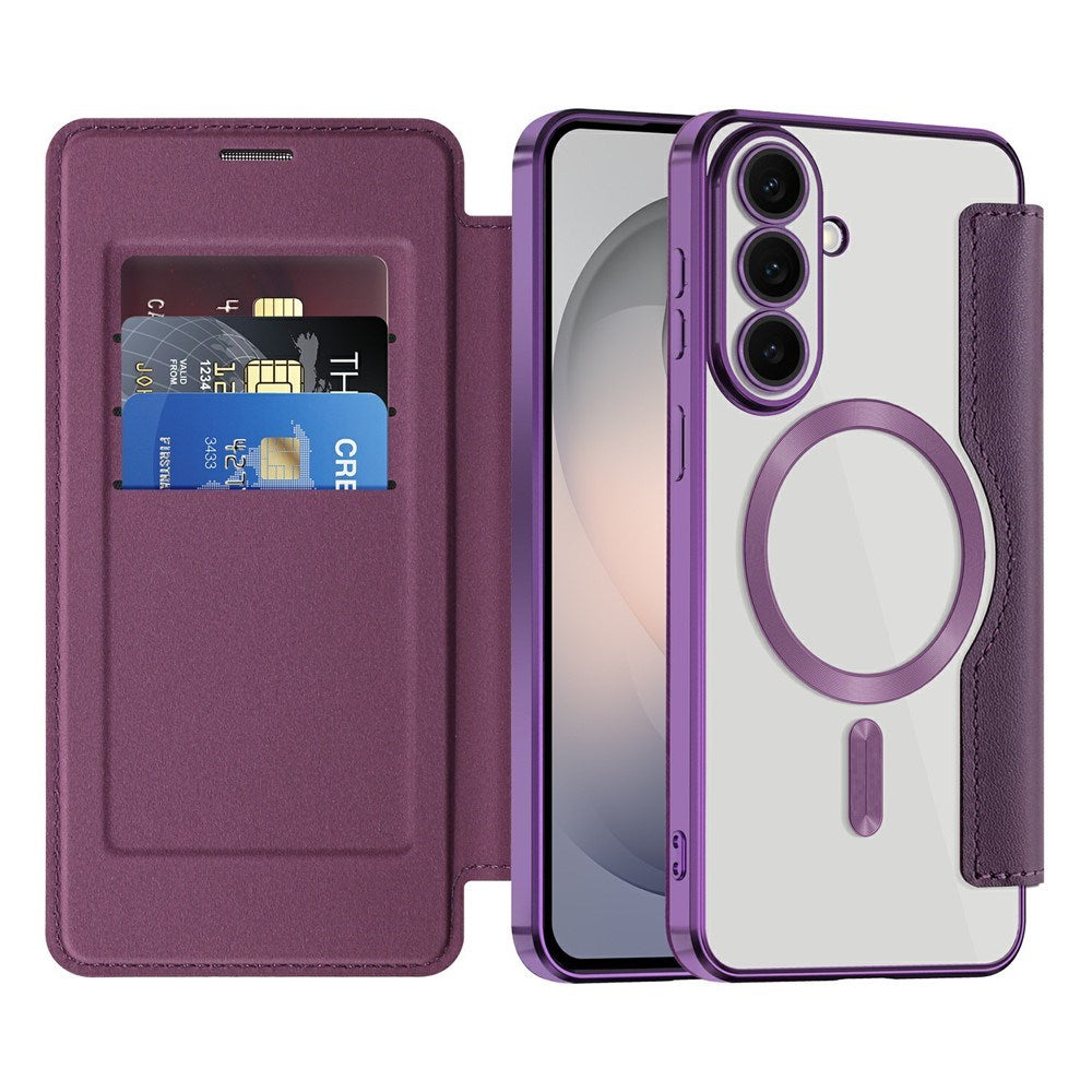 EIDERWOOD Samsung Galaxy S26 FE Flip Mobil Cover m. RFID Blokering og Kameralinsebeskyttelse - Lilla / Gennemsigtig