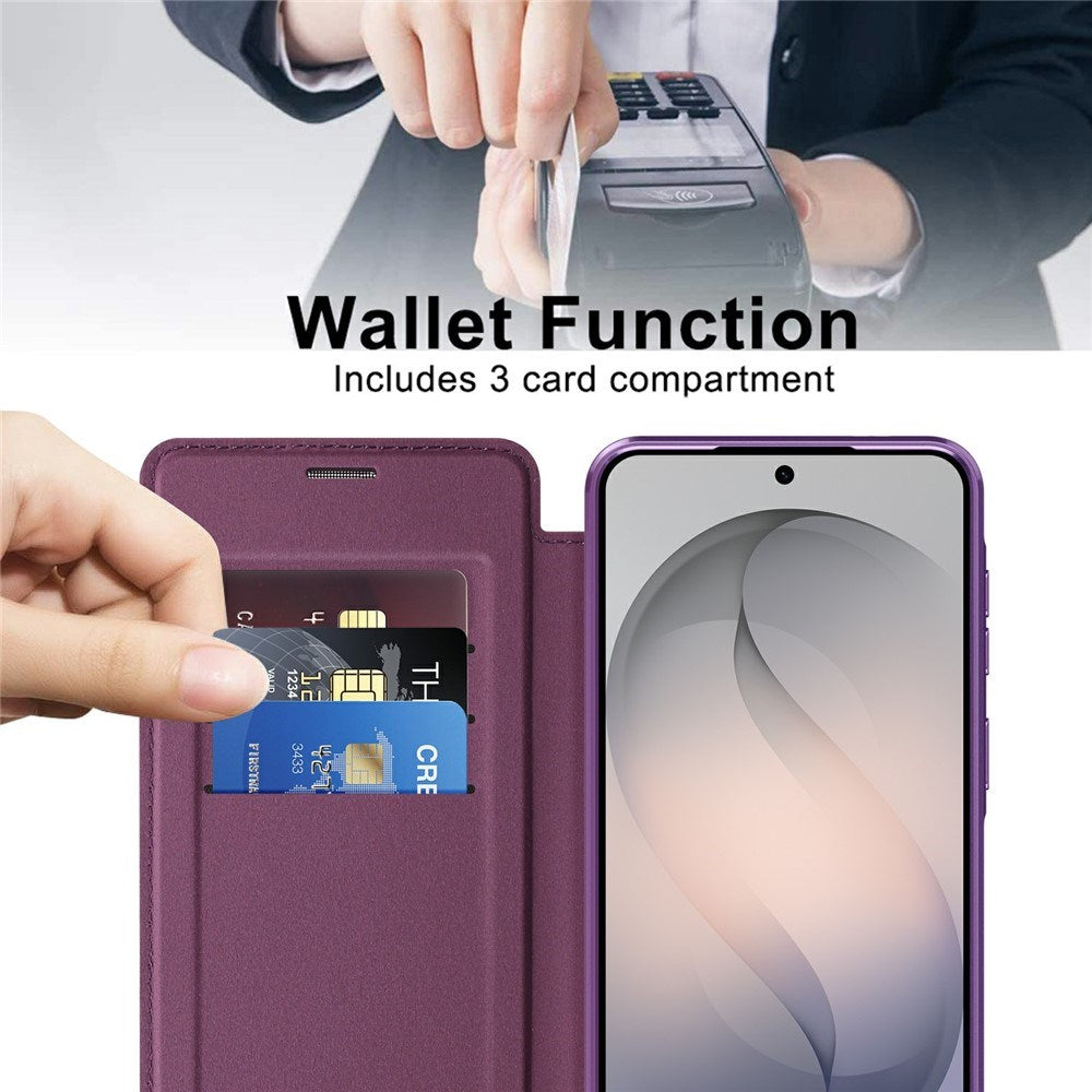 EIDERWOOD Samsung Galaxy S26 FE Flip Mobil Cover m. RFID Blokering og Kameralinsebeskyttelse - Lilla / Gennemsigtig