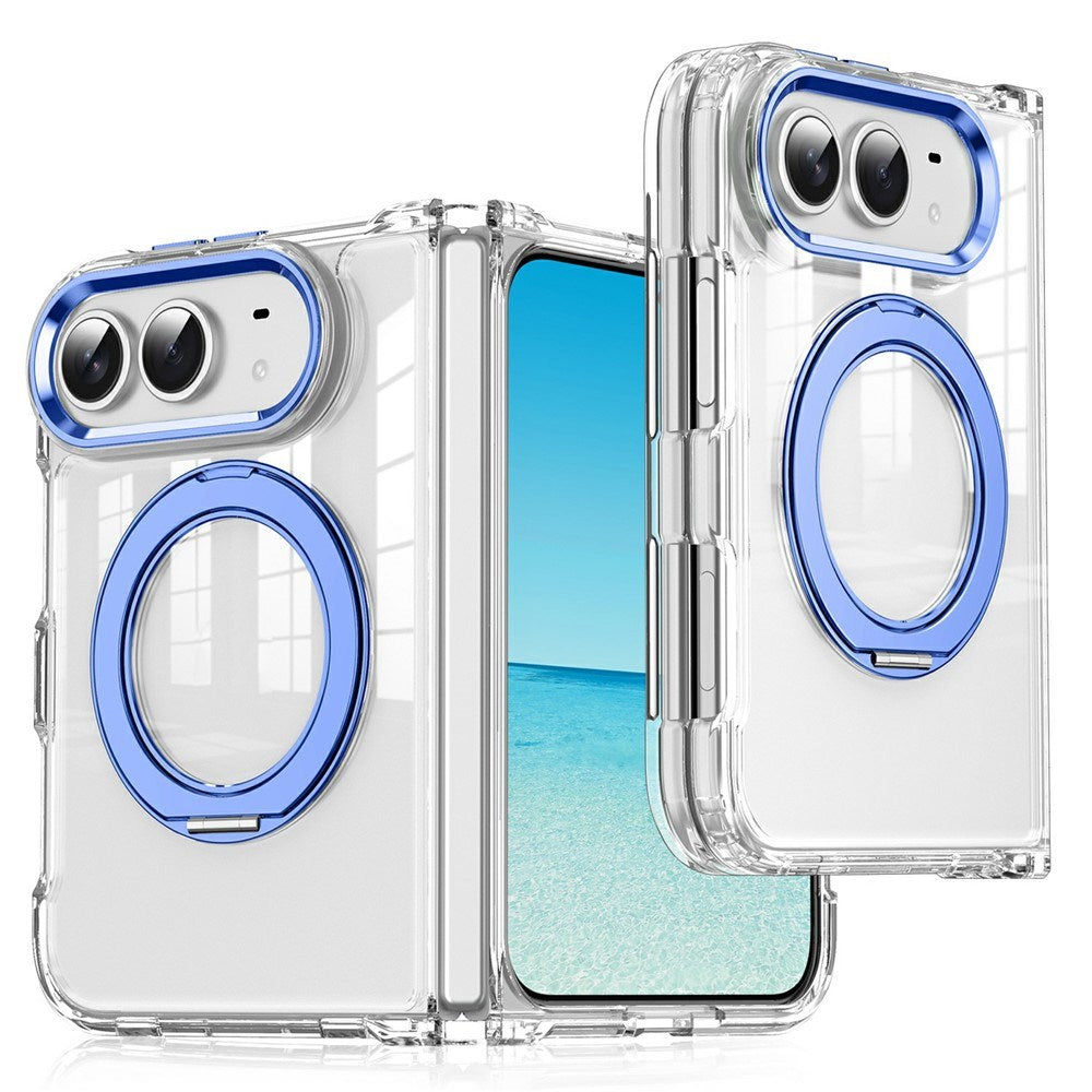 EIDERWOOD iPhone Duo Hybrid Cover med Ståfunktion - MagSafe Kompatibel - Gennemsigtig / Blå