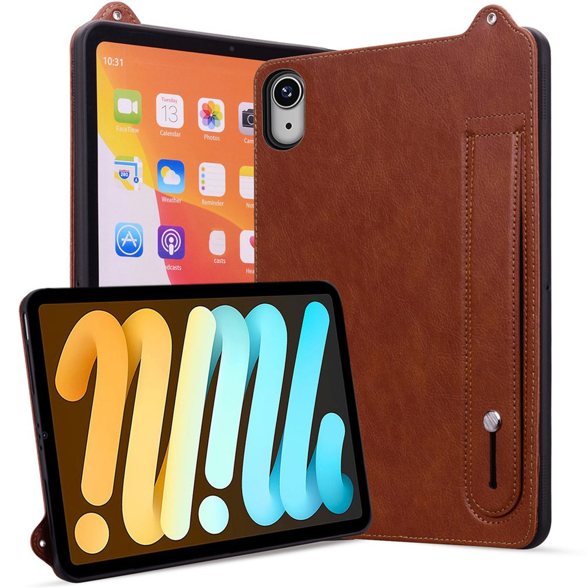 iPad Mini (2026) 8. Gen. EIDERWOOD Kunstlæder Bagside Cover m. Strop - Brun
