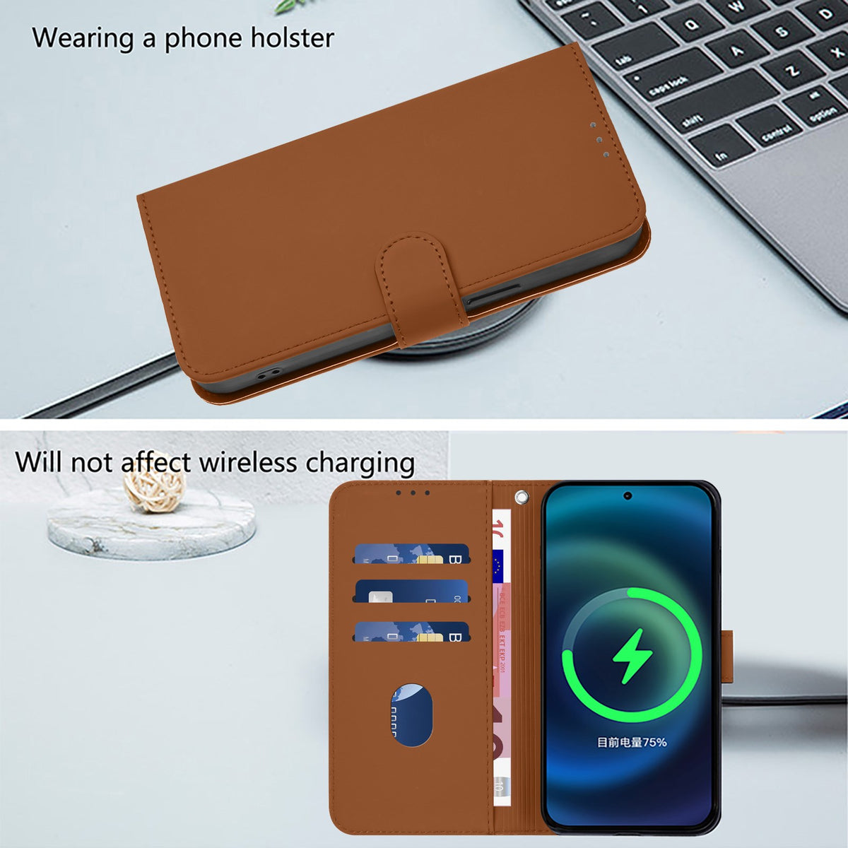 Xiaomi Redmi Note 17 (5G) EIDERWOOD Kunstlæder Flip Cover m. Strop & Kortholder - Brun