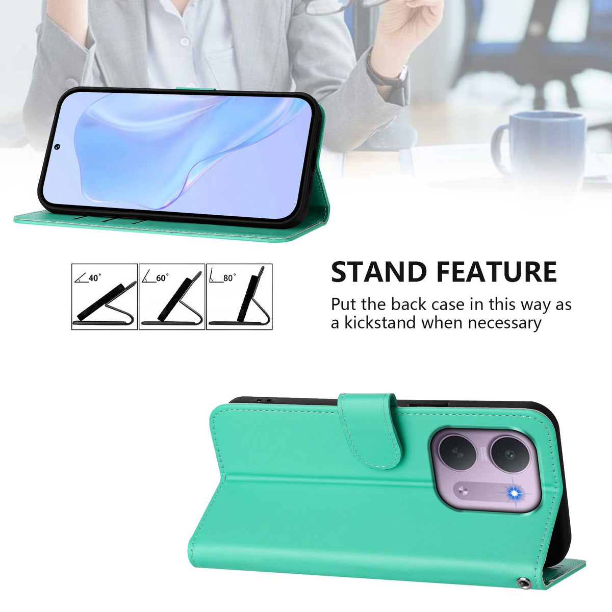 EIDERWOOD Xiaomi Redmi 17C (5G) Kunstlæder Flip Mobil Cover m. Strop - Turkis