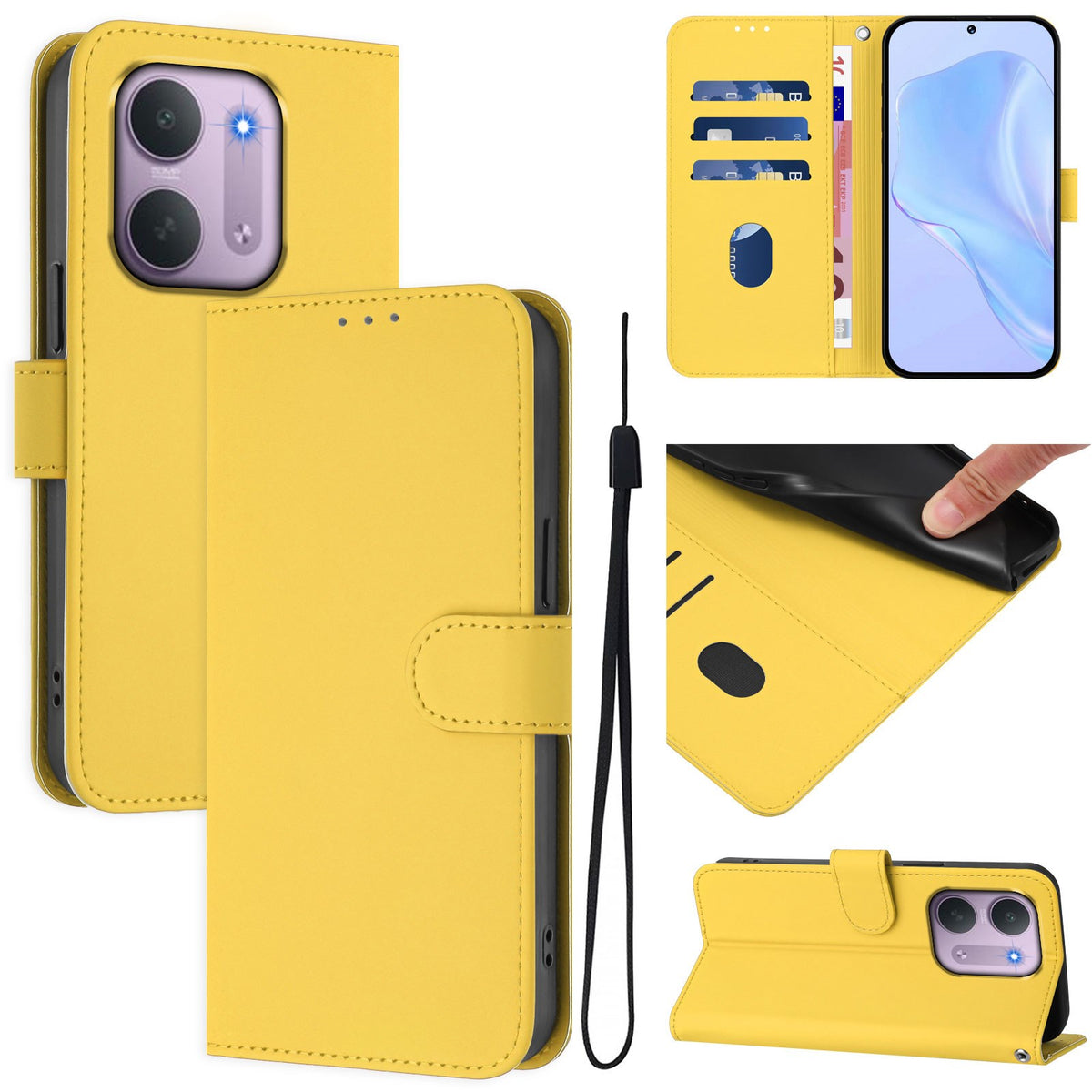 EIDERWOOD Xiaomi Redmi 17C (5G) Kunstlæder Flip Mobil Cover m. Strop - Gul