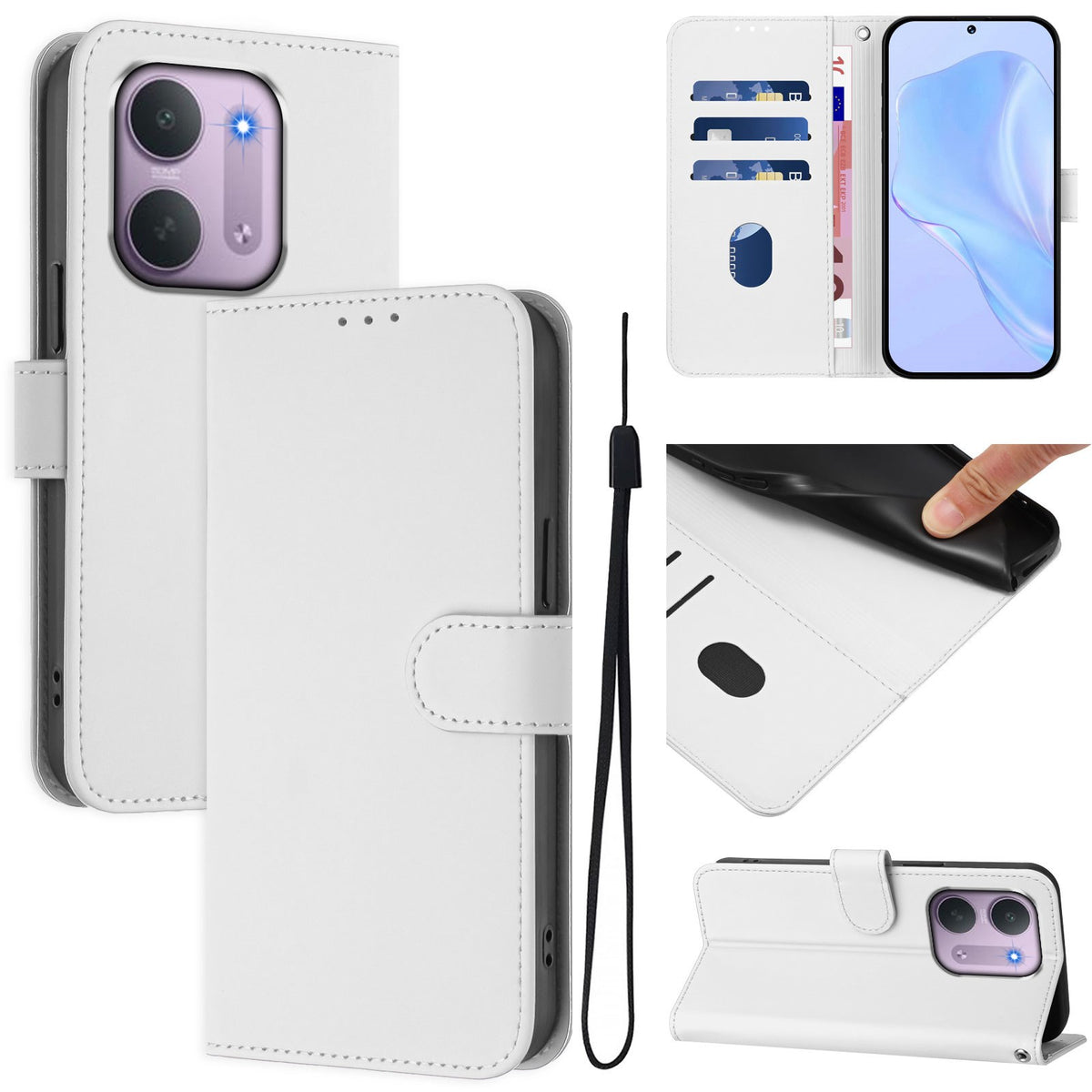 EIDERWOOD Xiaomi Redmi 17C (5G) Kunstlæder Flip Mobil Cover m. Strop - Hvid