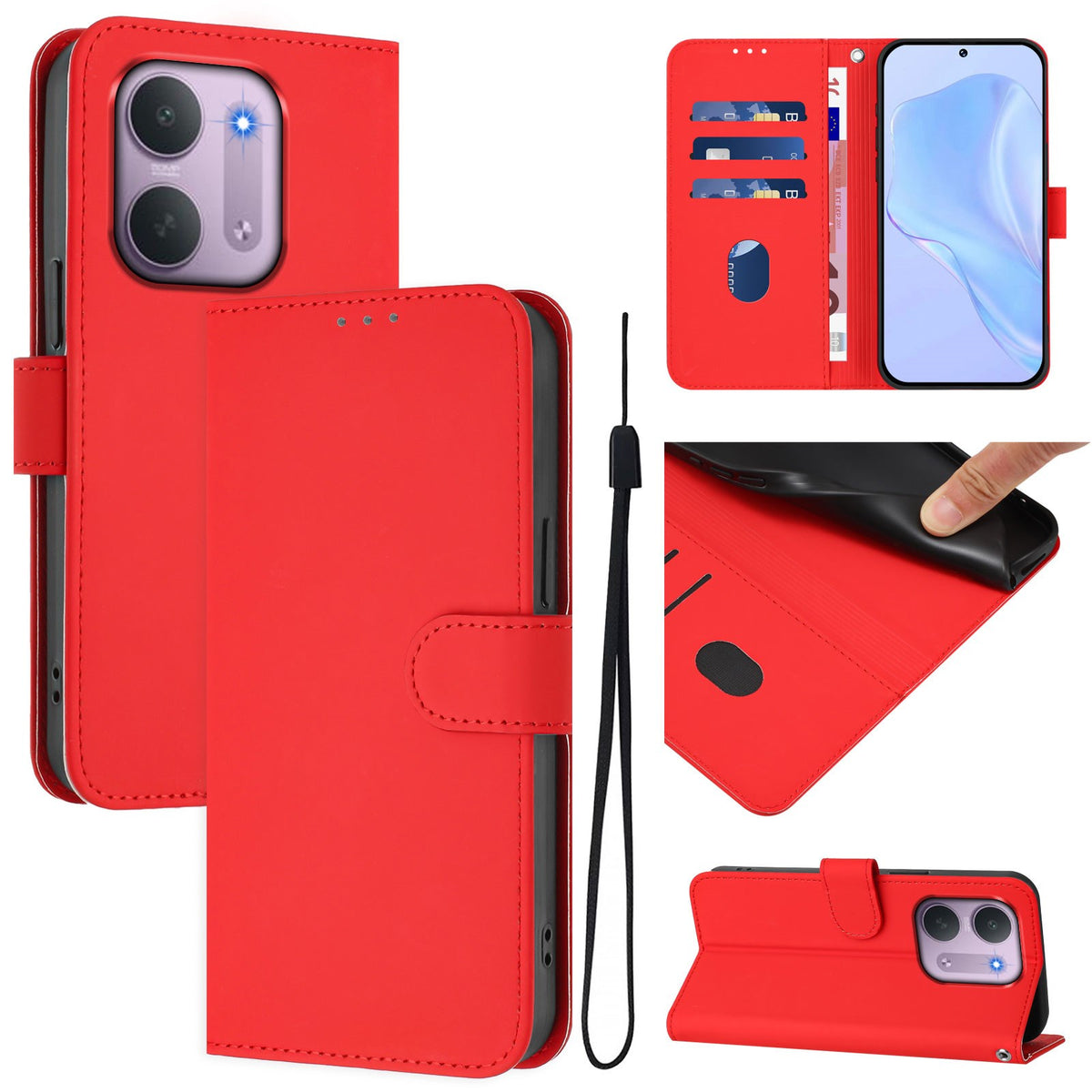 EIDERWOOD Xiaomi Redmi 17C (5G) Kunstlæder Flip Mobil Cover m. Strop - Rød