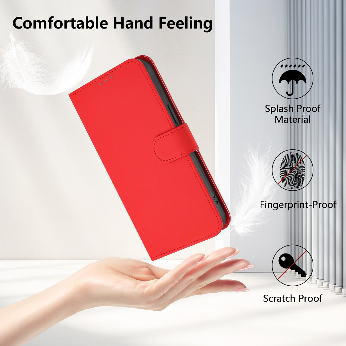 EIDERWOOD Xiaomi Redmi 17C (5G) Kunstlæder Flip Mobil Cover m. Strop - Rød