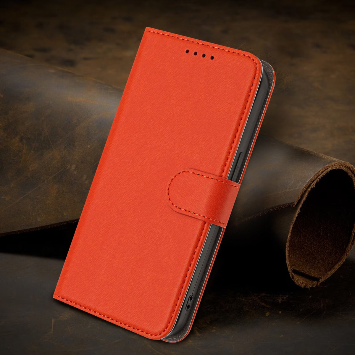 EIDERWOOD Xiaomi Redmi 17 (5G) / (4G) Kunstlæder Flip Mobil Cover med Kortholder og Ståfunktion - Orange